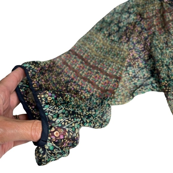 ANTHROPOLOGIE MAEVE Sheer Multi Color 3/4 Sleeves Boho Blouse Top Size S - Picture 11 of 16